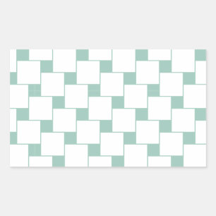 Fun Woven Squares Minze Green Rechteckiger Aufkleber