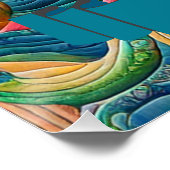 FUN WUNDERSCHÖNES, FARBIGES DOLPHIN, MEER UND SONN POSTER (Ecke)
