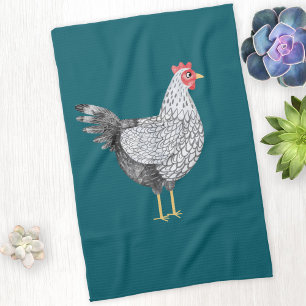 Fun Wyandotte Chicken Hen Watercolor Aquamarin Gre Geschirrtuch