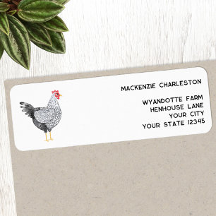 Fun Wyandotte Chicken Watercolor Rücksendeadresse