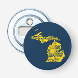 Fun Yellow and Navy Blue Staat in Michigan Cities Flaschenöffner