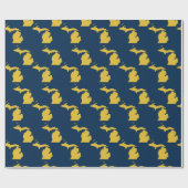 Fun Yellow and Navy Blue Staat in Michigan Cities Geschenkpapier (Flach)