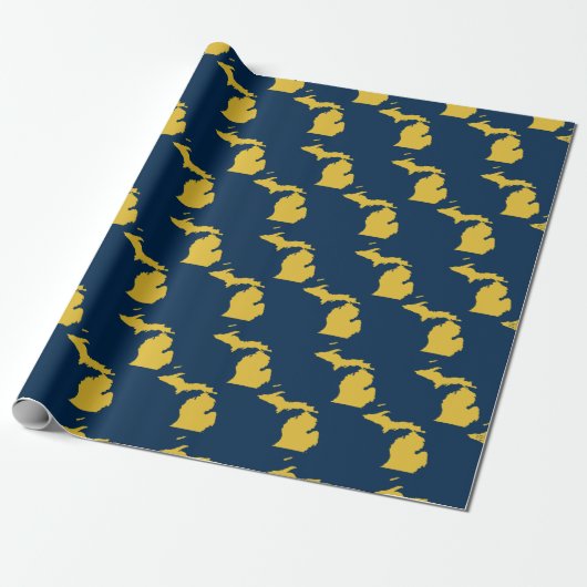 Fun Yellow and Navy Blue Staat in Michigan Cities Geschenkpapier (Ungerollt)