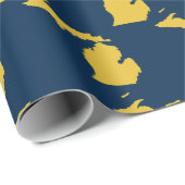 Fun Yellow and Navy Blue Staat in Michigan Cities Geschenkpapier (Rolleneckpunkt)