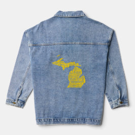 Fun Yellow and Navy Blue Staat in Michigan Cities Jeansjacke