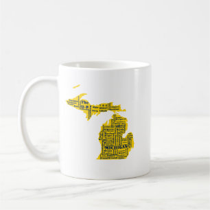 Fun Yellow and Navy Blue Staat in Michigan Cities Kaffeetasse