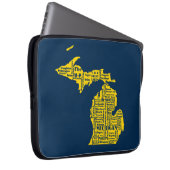 Fun Yellow and Navy Blue Staat in Michigan Cities Laptopschutzhülle (Vorne Rechts)