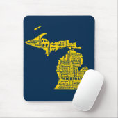 Fun Yellow and Navy Blue Staat in Michigan Cities Mousepad (Mit Mouse)