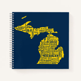 Fun Yellow and Navy Blue Staat in Michigan Cities Notizblock