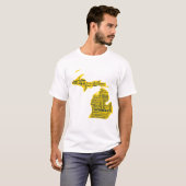 Fun Yellow and Navy Blue Staat in Michigan Cities T-Shirt (Vorne ganz)