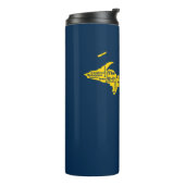 Fun Yellow and Navy Blue Staat in Michigan Cities Thermosbecher (Nach links gedreht)