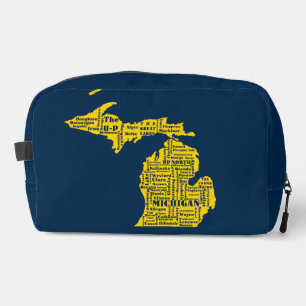 Fun Yellow and Navy Blue Staat in Michigan Cities Waschbeutel