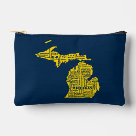 Fun Yellow and Navy Blue Staat in Michigan Cities Zubehörtasche