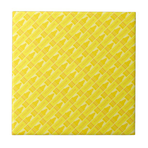 Fun Yellow Crayon Pattern Fliese