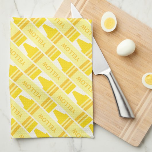 Fun Yellow Crayon Pattern Geschirrtuch (Viertel Falte)
