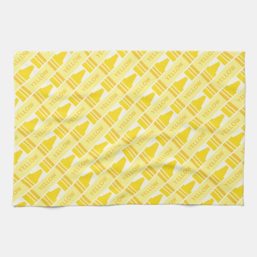 Fun Yellow Crayon Pattern Geschirrtuch (Horizontal)