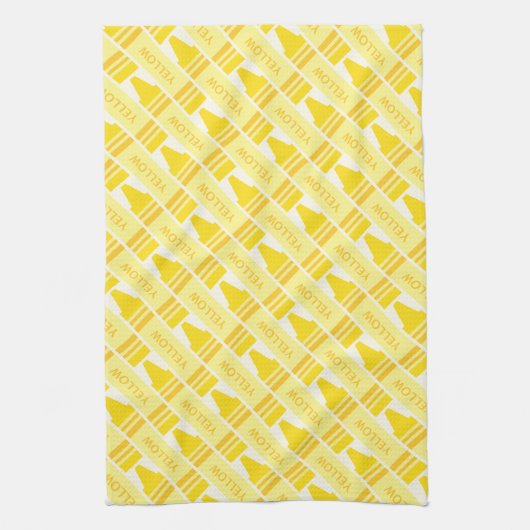 Fun Yellow Crayon Pattern Geschirrtuch (Vertikal)
