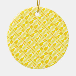 Fun Yellow Crayon Pattern Keramik Ornament