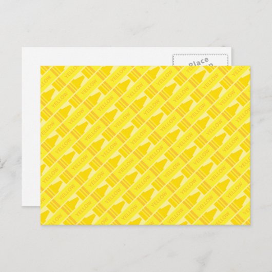 Fun Yellow Crayon Pattern Postkarte (Vorne/Hinten)