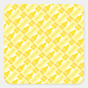Fun Yellow Crayon Pattern Quadratischer Aufkleber