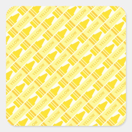Fun Yellow Crayon Pattern Quadratischer Aufkleber (Vorderseite)