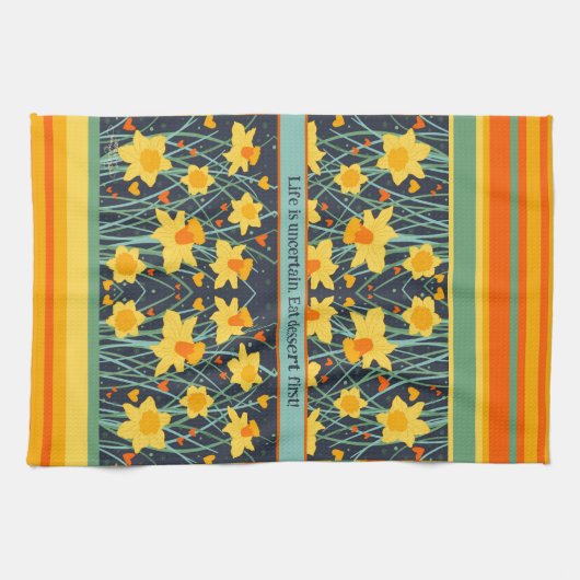 Fun Yellow Daffodils Individuelle Name oder Quote  Geschirrtuch (Horizontal)