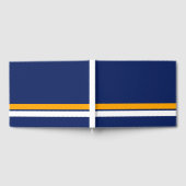 Fun Yellow Edge Racing Stripes auf Navy Blue Gästebuch (Voll)