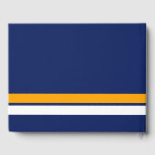 Fun Yellow Edge Racing Stripes auf Navy Blue Gästebuch (Rückseite)
