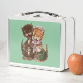 Fun Yellow Lady Cat, der männlichen braunen Katze Metall Brotdose (Beispiel)