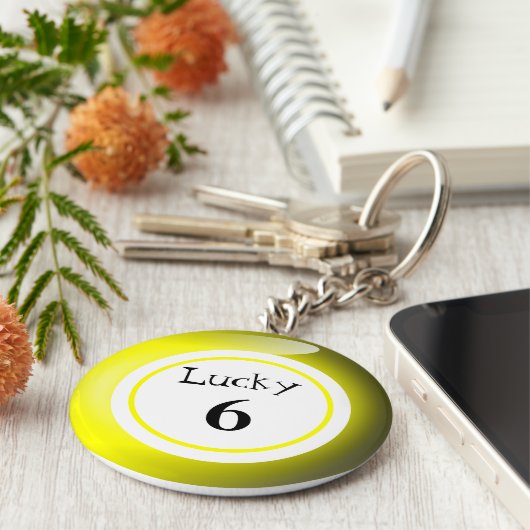Fun Yellow Lucky Number Bingo Ball Thema Schlüsselanhänger (Seite)