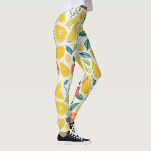 Fun Yellow Orange Citrus Fruchtfarbe Leggings (Rechts)