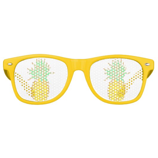 Fun Yellow Pineapel Glitzer Partybrille (Vorderseite)