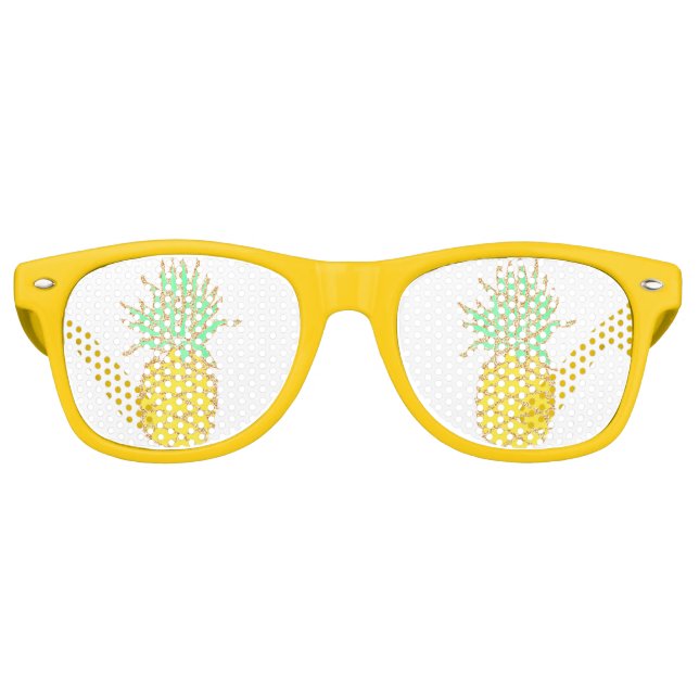 Fun Yellow Pineapel Glitzer Partybrille (Vorderseite)