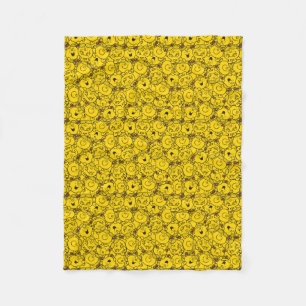 Fun Yellow Smile Pattern   Monogramm Fleecedecke
