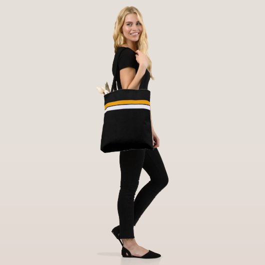 Fun Yellow White Racing Streifen schwarzer Hinterg Tasche (Am Model)