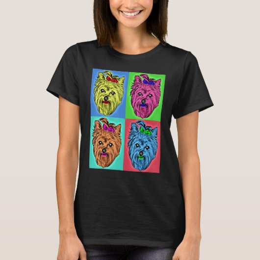 Fun Yorkshire Terrier Retro Niedlich Yorkie Pop Ar T-Shirt (Vorderseite)