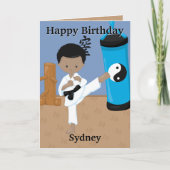 Fun you are a-Maze ing Black Boys Karate Birthday Karte (Vorderseite)