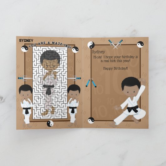 Fun you are a-Maze ing Black Boys Karate Birthday Karte (Innenseite)