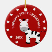 Fun Zebra Baby's 1. Weihnachtsgeschenkkreis Keramikornament (Hinten)