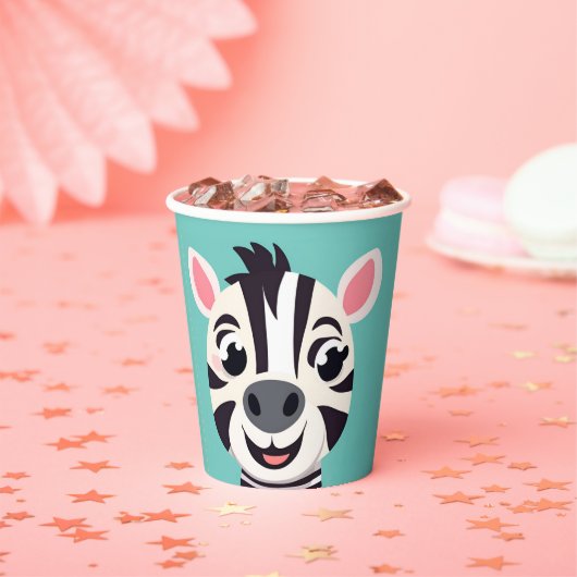 Fun Zebra Face Safari Zoo Wilder Dschungel Geburts Pappbecher (Insitu)