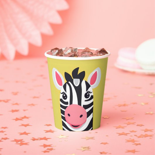 Fun Zebra Face Safari Zoo Wilder Dschungel Geburts Pappbecher (Insitu)