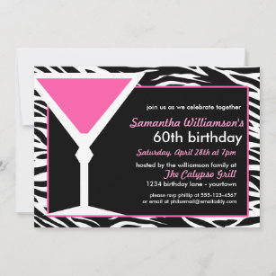 Fun Zebra Pink 60. Geburtstag Einladungen