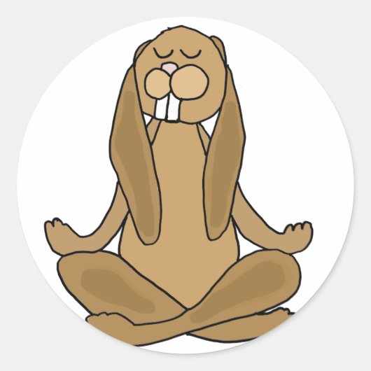 Fun Zen Bunny Rabbit in Yoga Pose Runder Aufkleber (Vorderseite)
