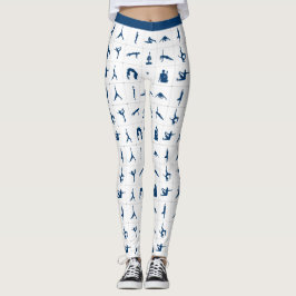 Fun Zen Yoga Posen Blau Weiße Medizin Leggings