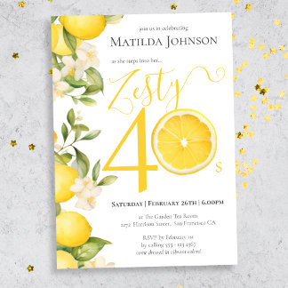 Fun Zesty Lemon 40. Geburtstag Party Einladung