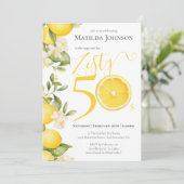Fun Zesty Lemon 50. Geburtstagsparty Einladung (Stehend Vorderseite)
