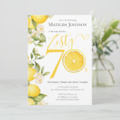 Fun Zesty Lemon 70. Geburtstagsparty Einladung (Stehend Vorderseite)