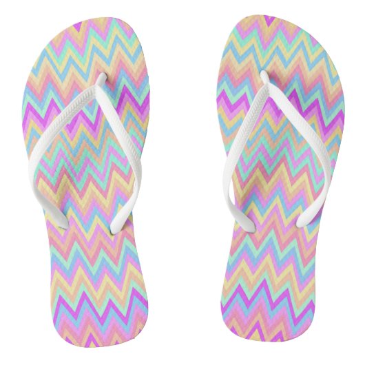 Fun Zigzag Bright Farben Flip Flops Badesandalen (Fußbett)
