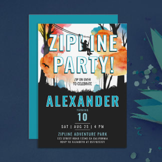 Fun Zipline Farbenfroh Blauer Junge Abenteuer Wass Einladung
