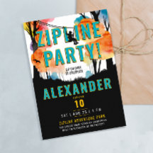 Fun Zipline Party Abenteuer Wasserfarbe